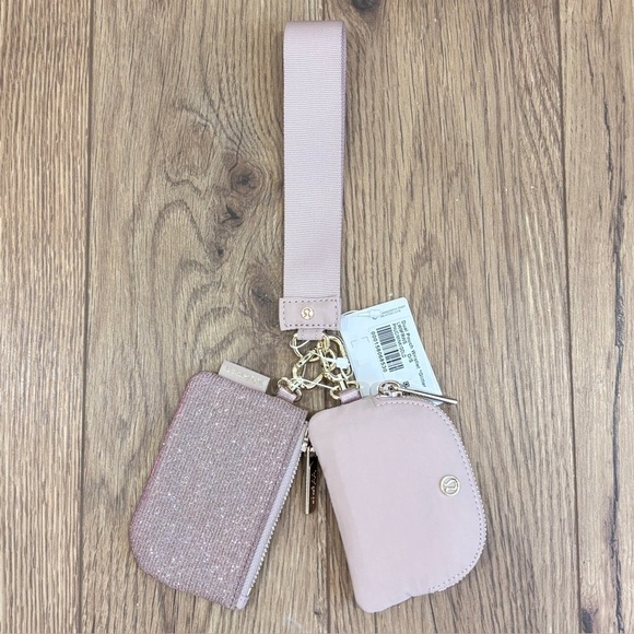 lululemon athletica Accessories - NWT Lululemon Dual Pouch Wristlet *Glitter In Pink Champagne/Mink/Gold
